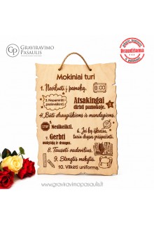 Medinė lentelė "Mokiniai turi"